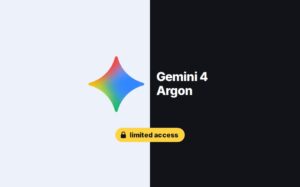 The Gemini star logo on a pale half and the name Gemini 4 Argon on a dark half, with a padlock label reading limited access