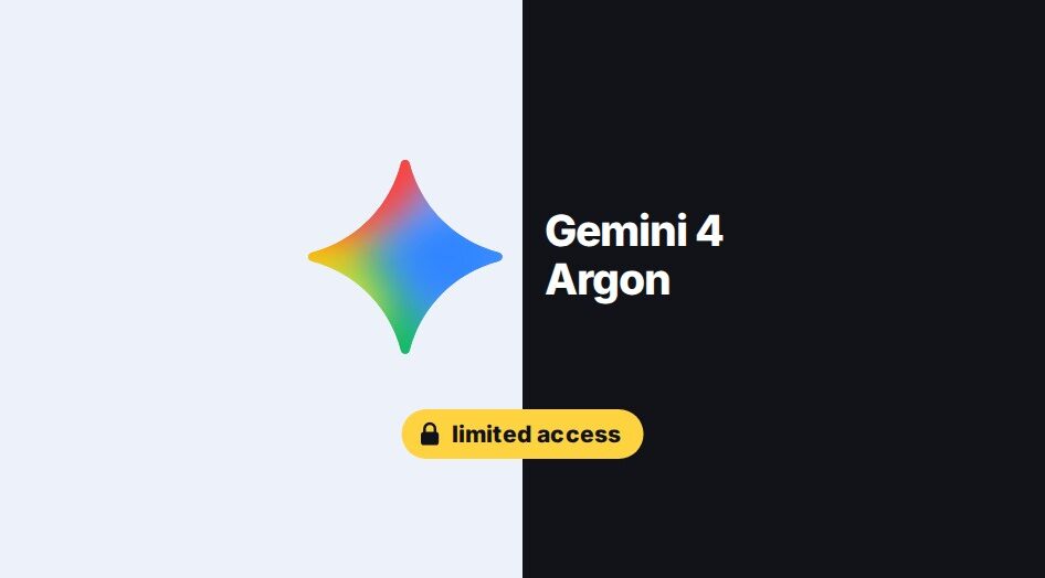 The Gemini star logo on a pale half and the name Gemini 4 Argon on a dark half, with a padlock label reading limited access