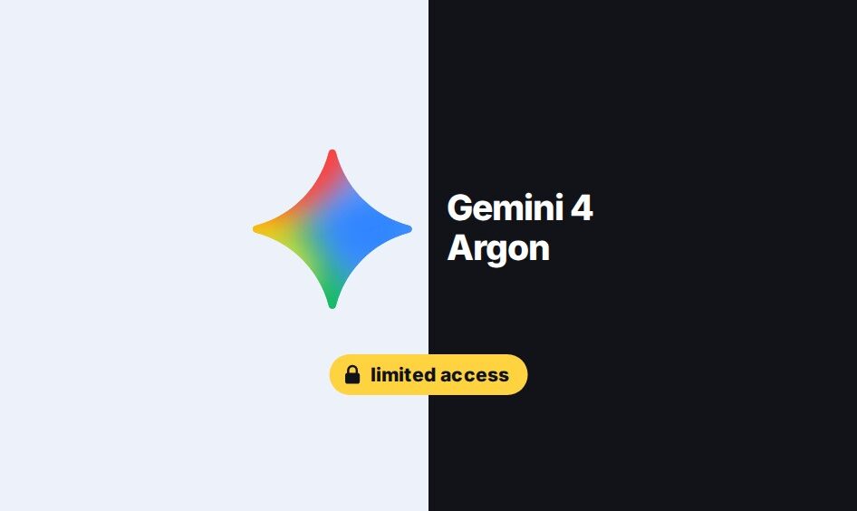 The Gemini star logo on a pale half and the name Gemini 4 Argon on a dark half, with a padlock label reading limited access